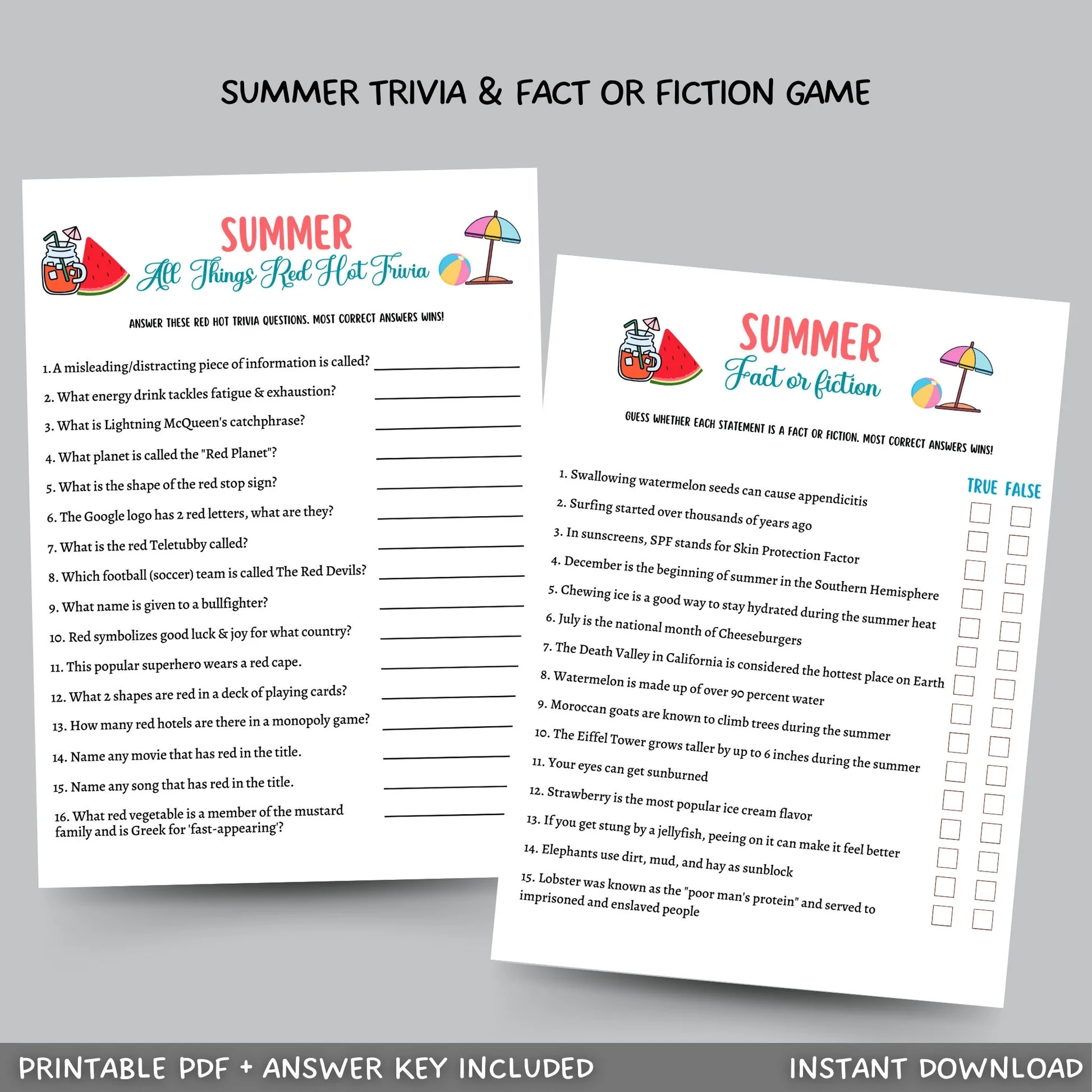 Kid Trivia Games Printable