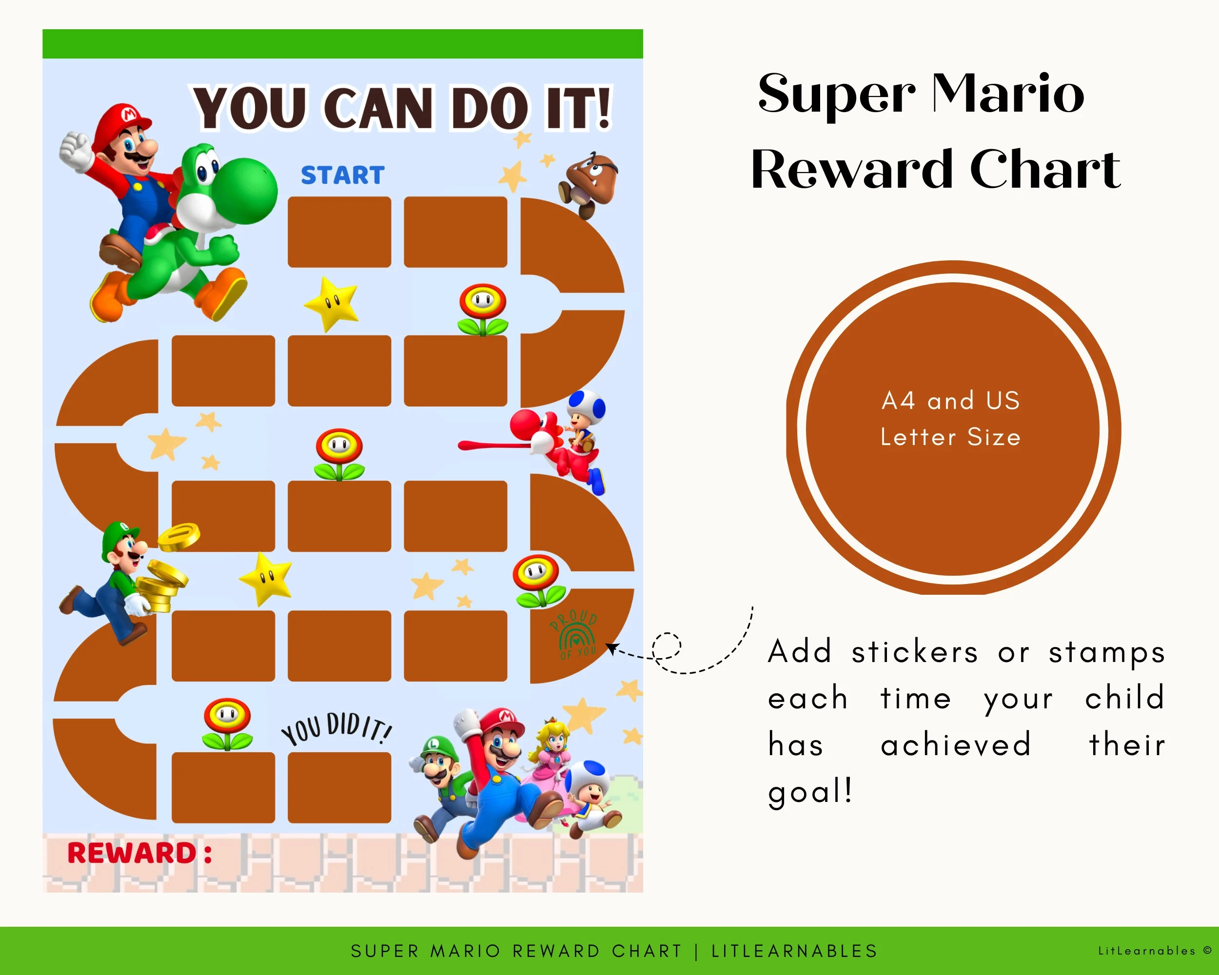 Super Mario Reward Chart Editable Toddler Reward Chart Behavior Chart For Kids Printable Digital Download Etsy