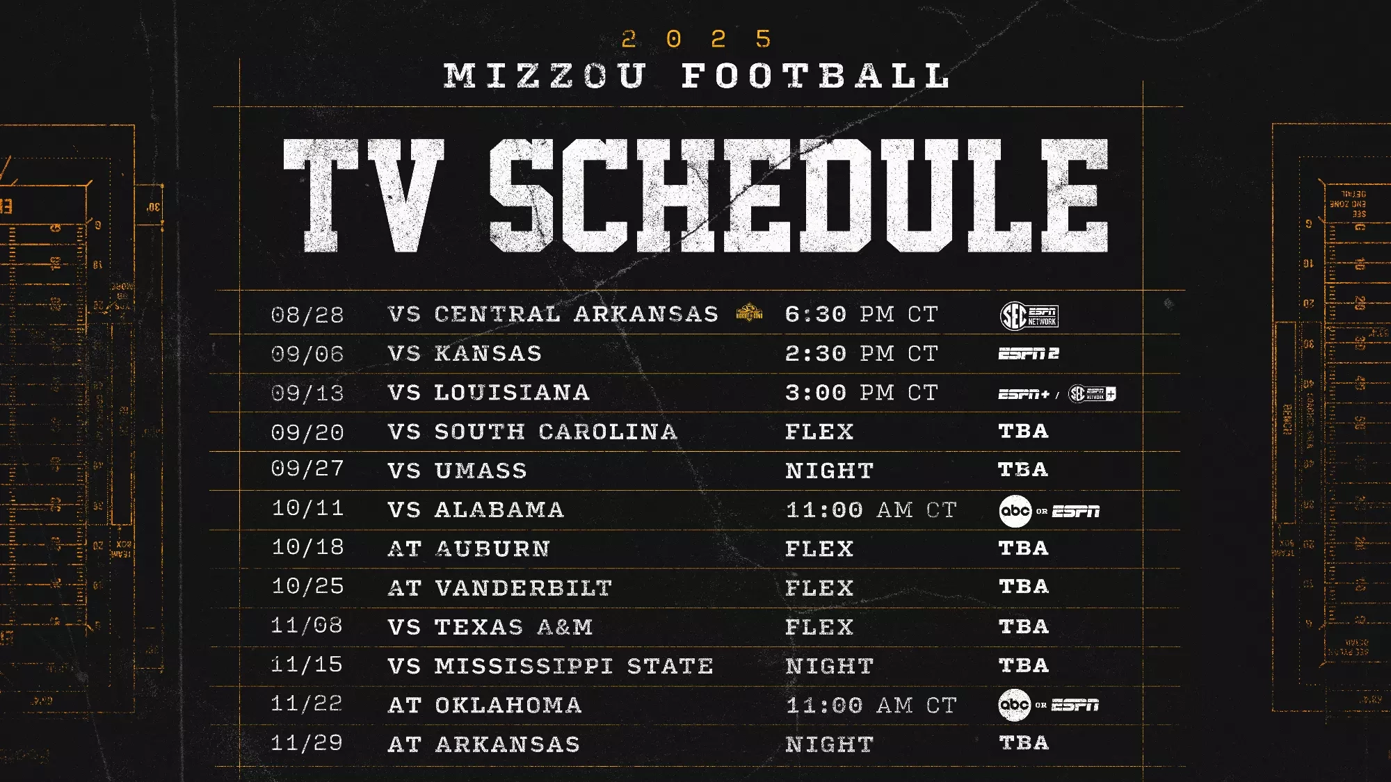 Printable M.U. Tigers Football Schedule