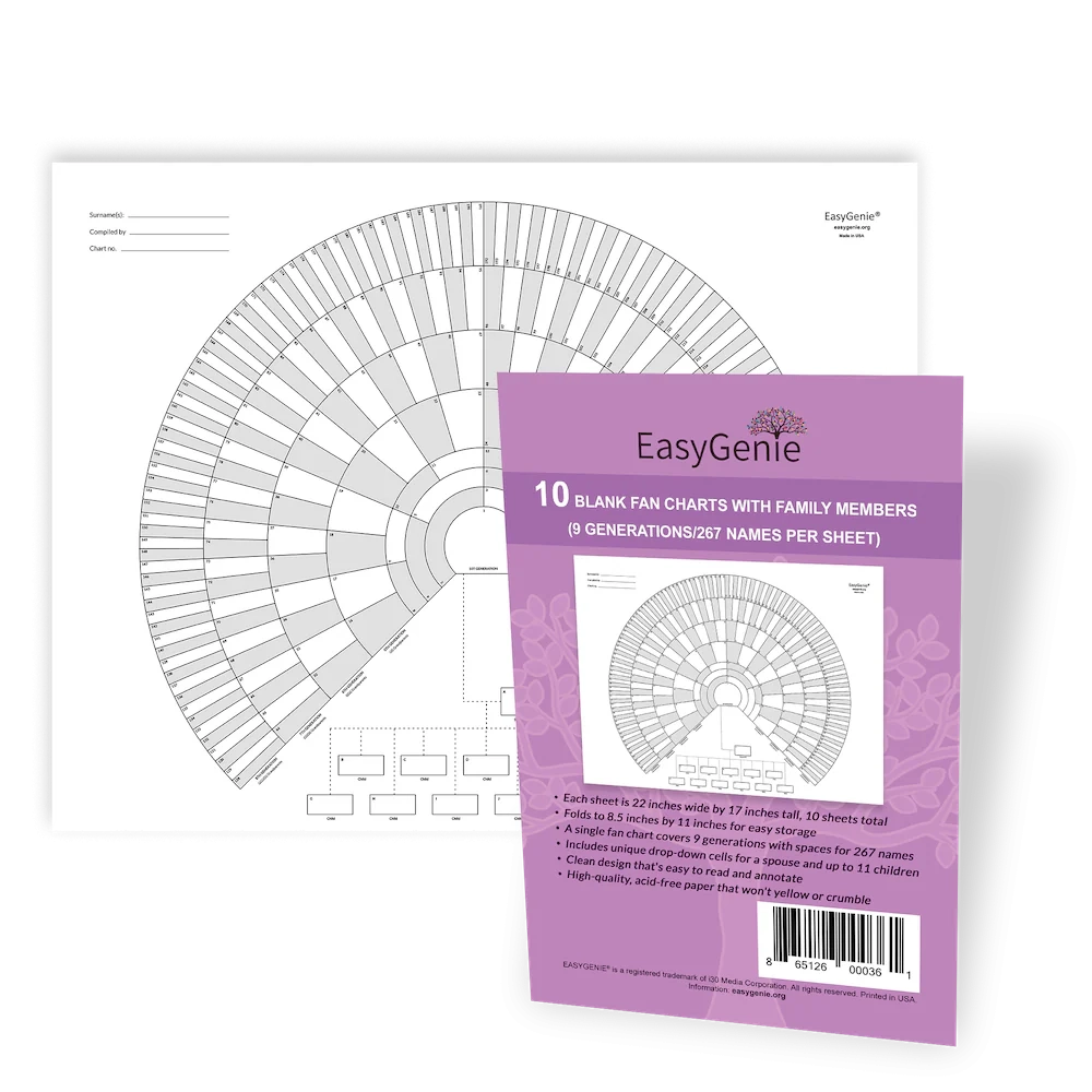 Free Printable 9 Generation Fan Chart