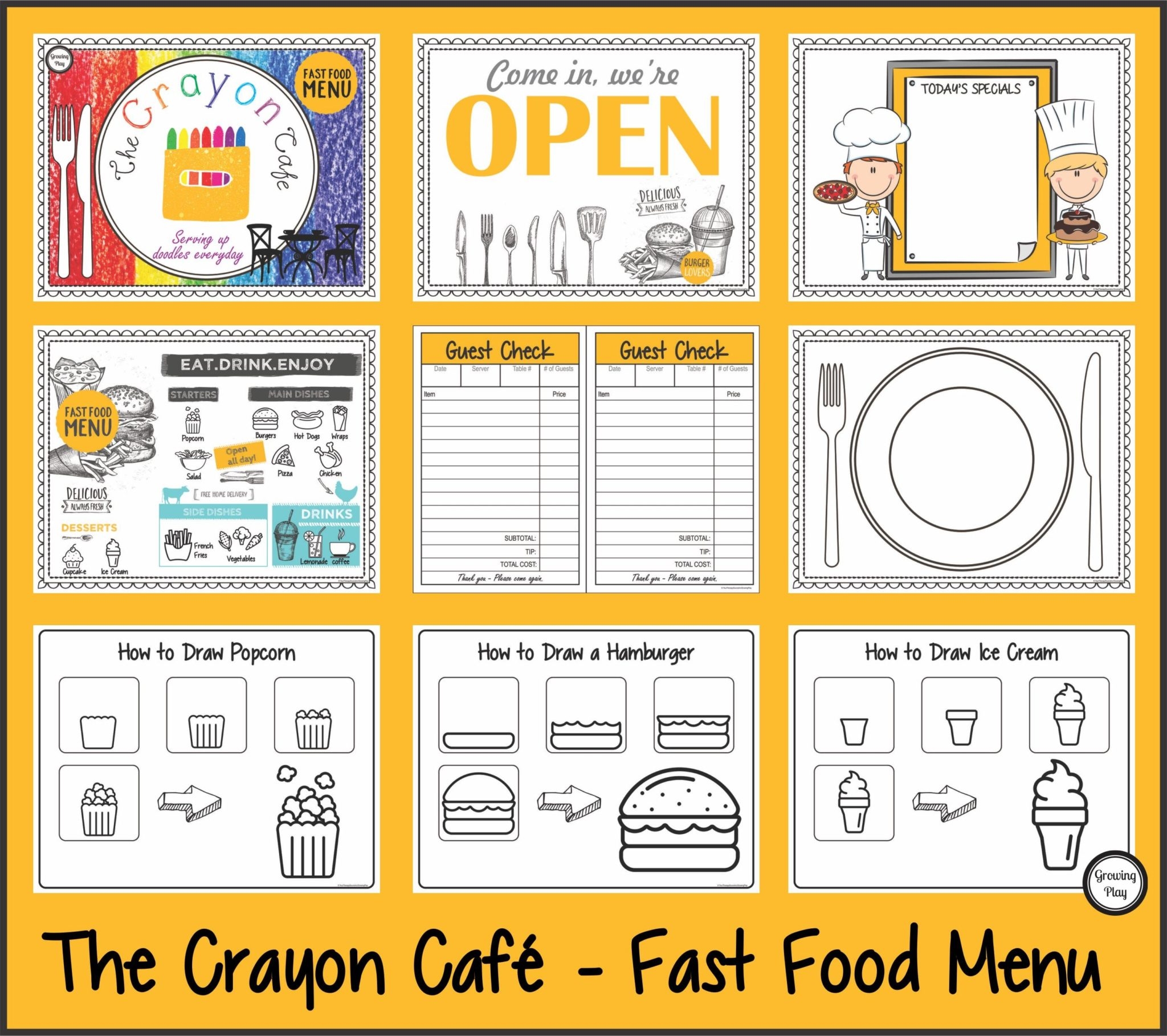 The Crayon Cafe Fast Food Menu Growing Play
