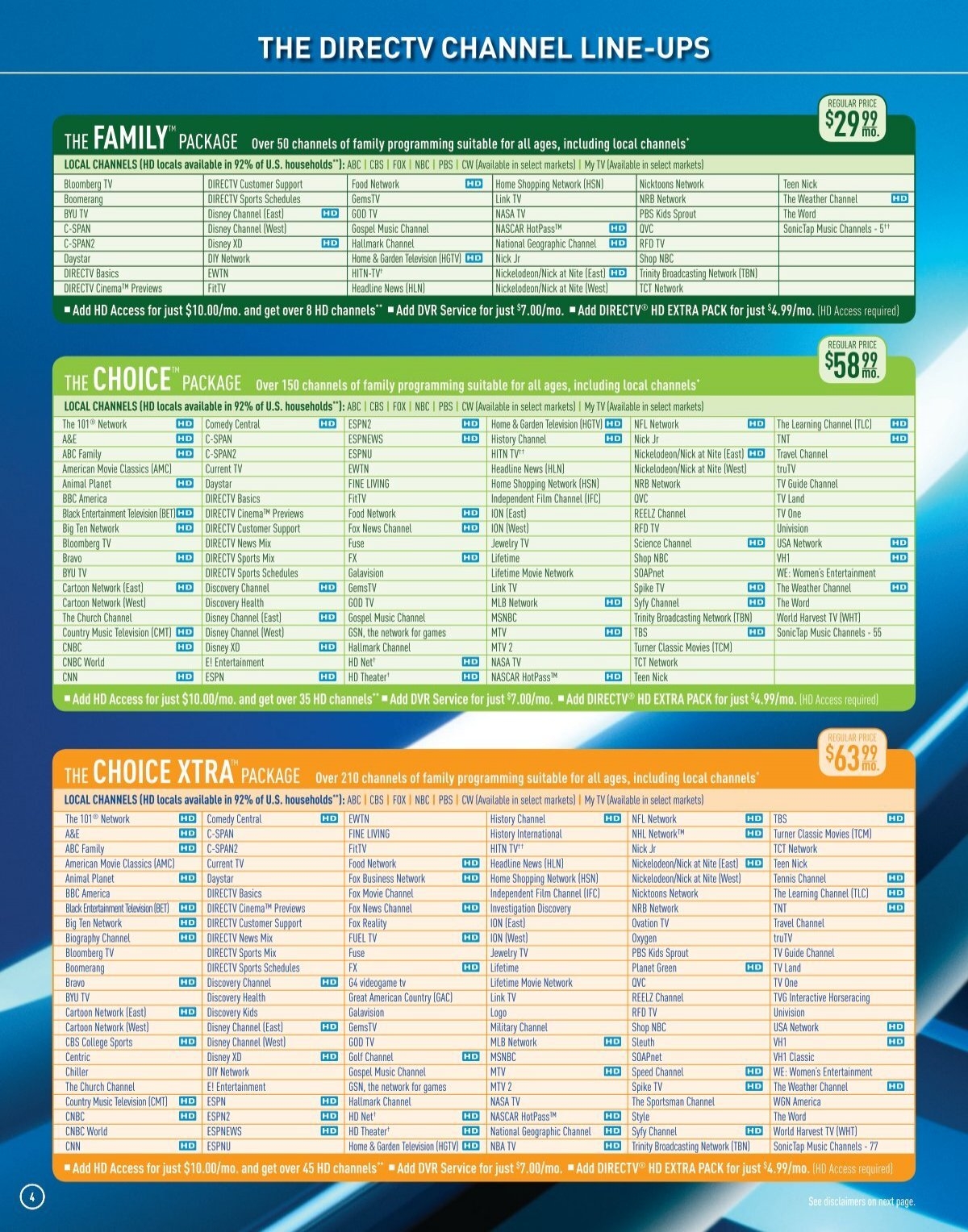 Directv Premier Printable Channel Lineup