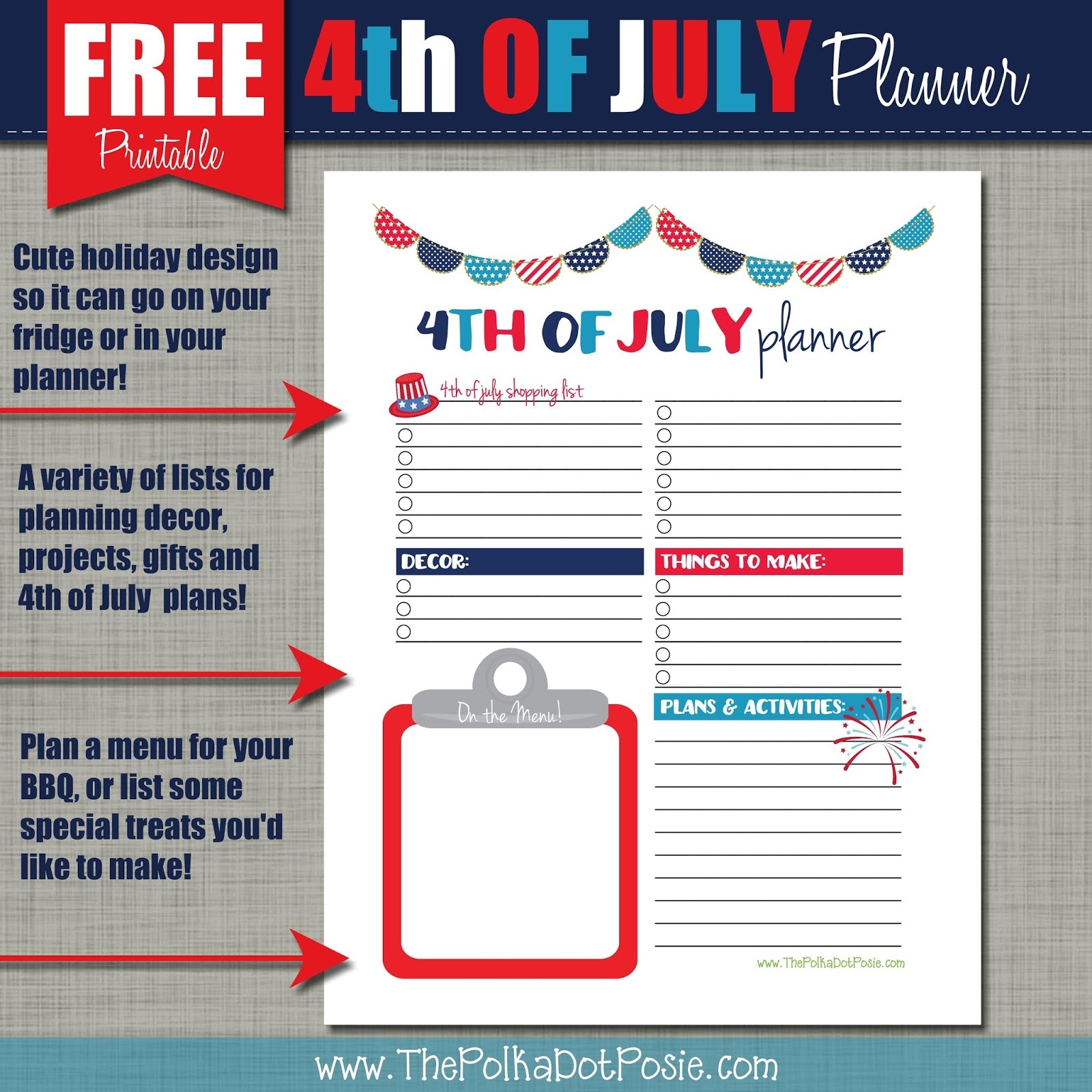 Free Planner Printable 4th Of July Free Planner Printable 4th Of July