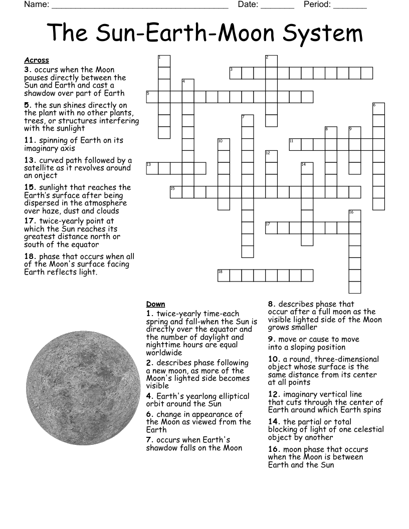 Printable Earth-Sun-Moon System Quiz Printable Earth-Sun-Moon System Quiz
