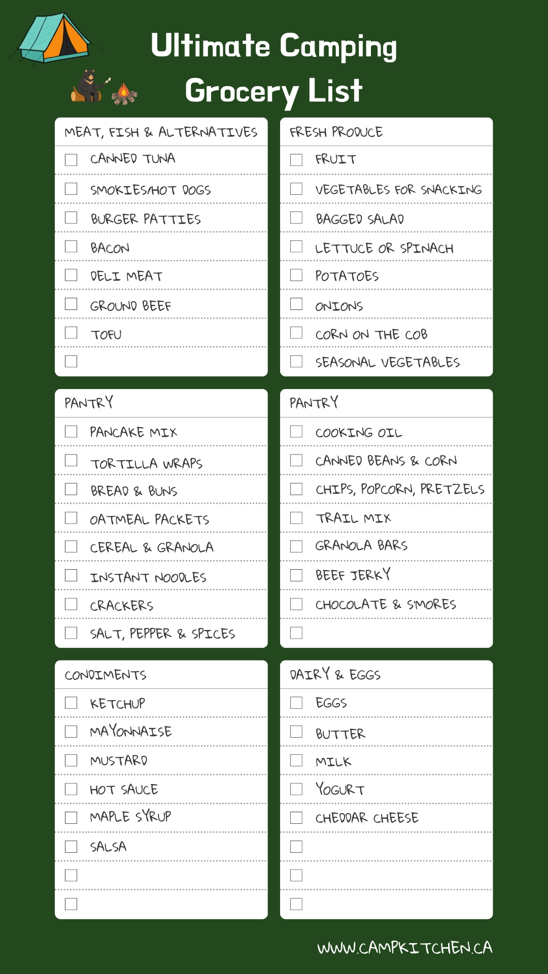 The Ultimate Camping Grocery List For A Weekend Camping Trip CAMP KITCHEN