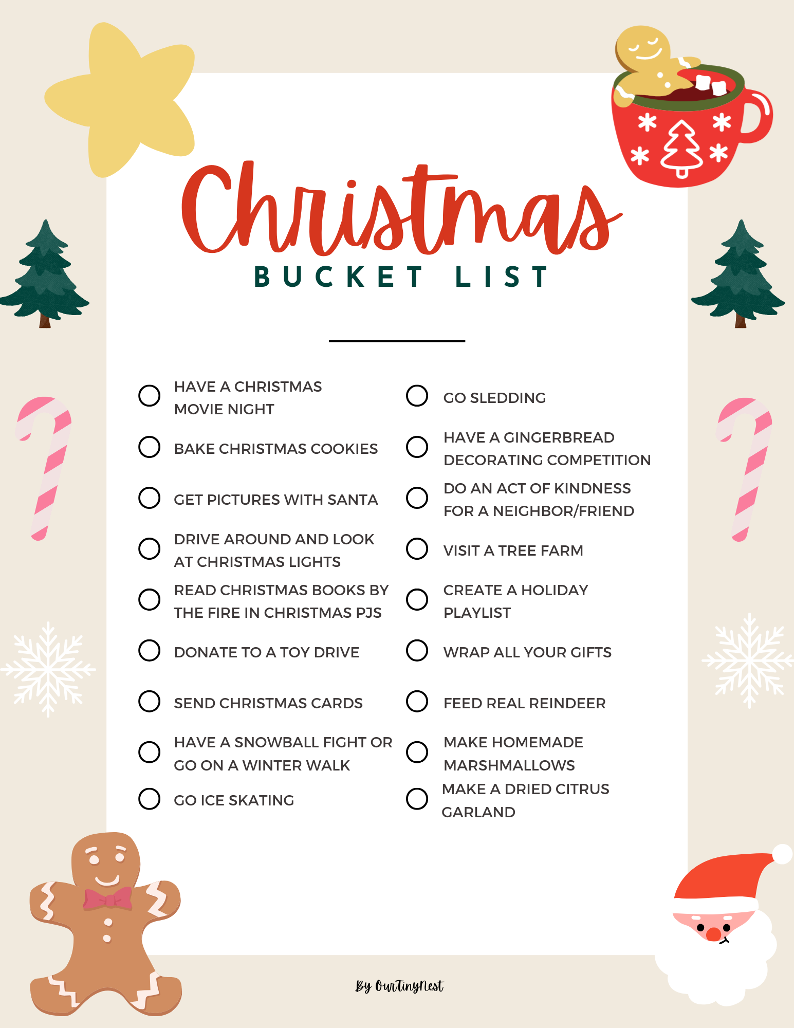The Ultimate Christmas Bucket List And More Free Printables Our Tiny Nest