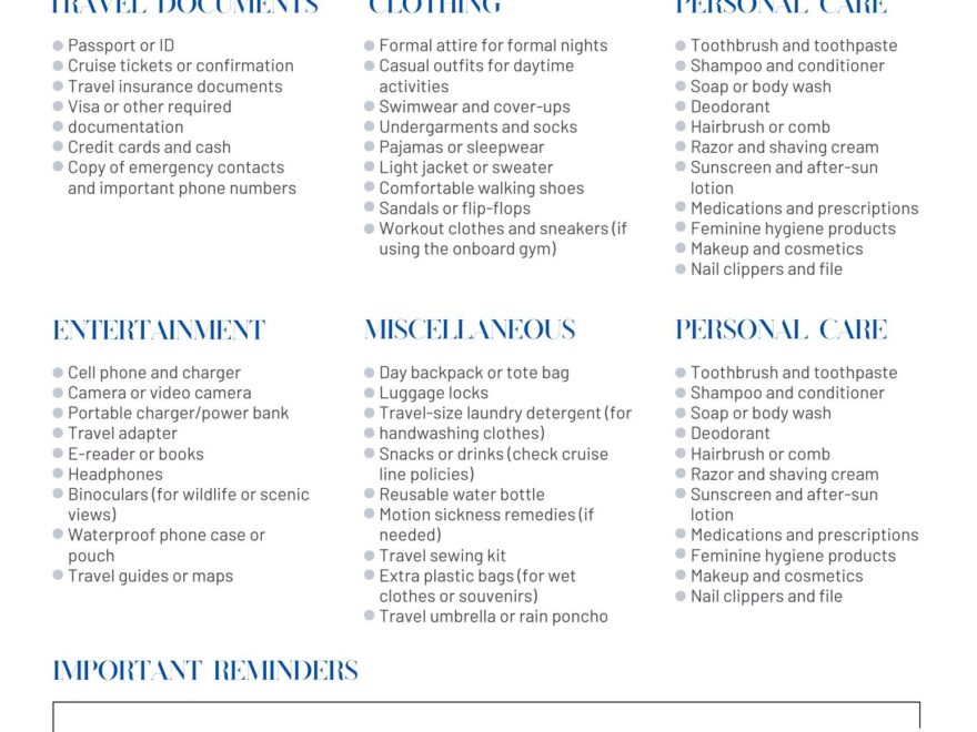 The Ultimate Cruise Packing Checklist Printable Don t Forget A Thing