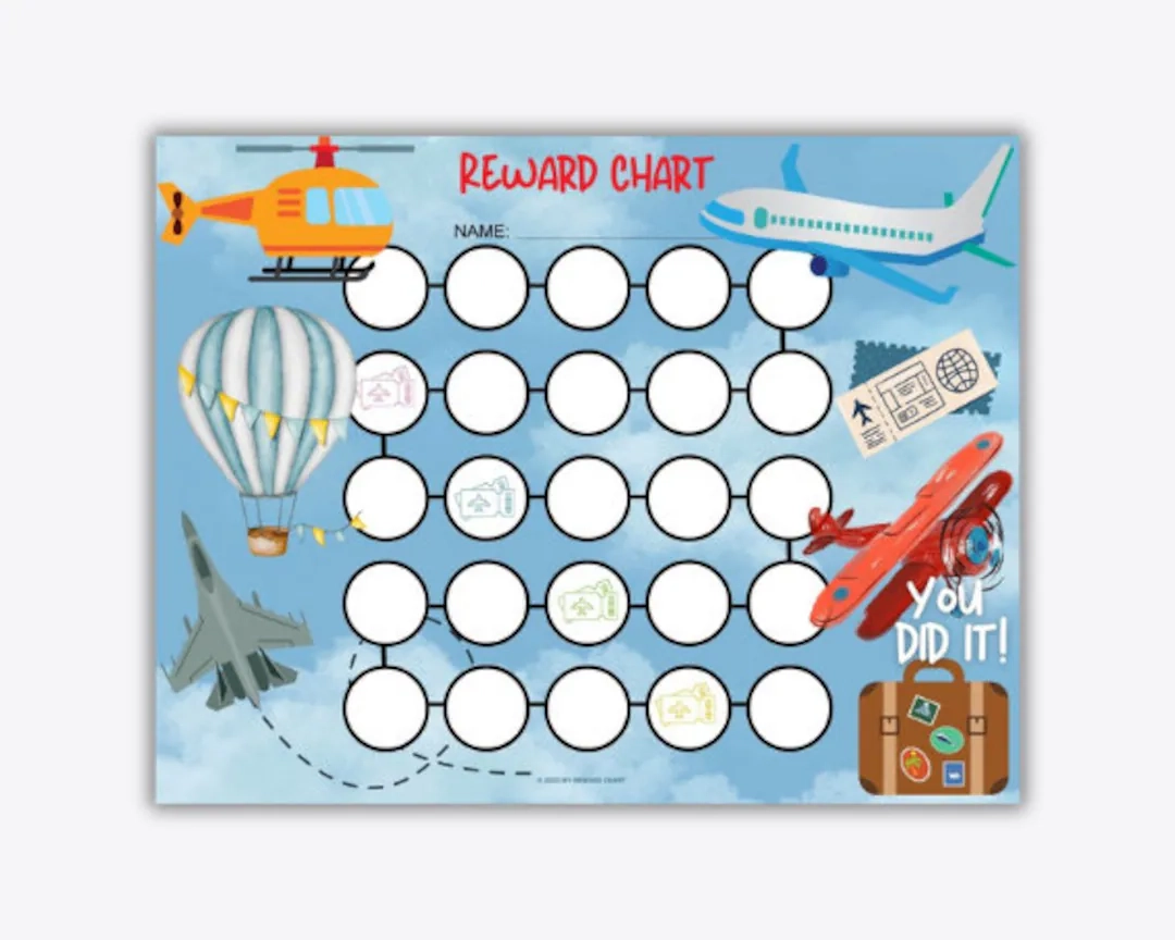 Things That Fly Reward Chart Potty Training Chores PDF PNG Etsy
