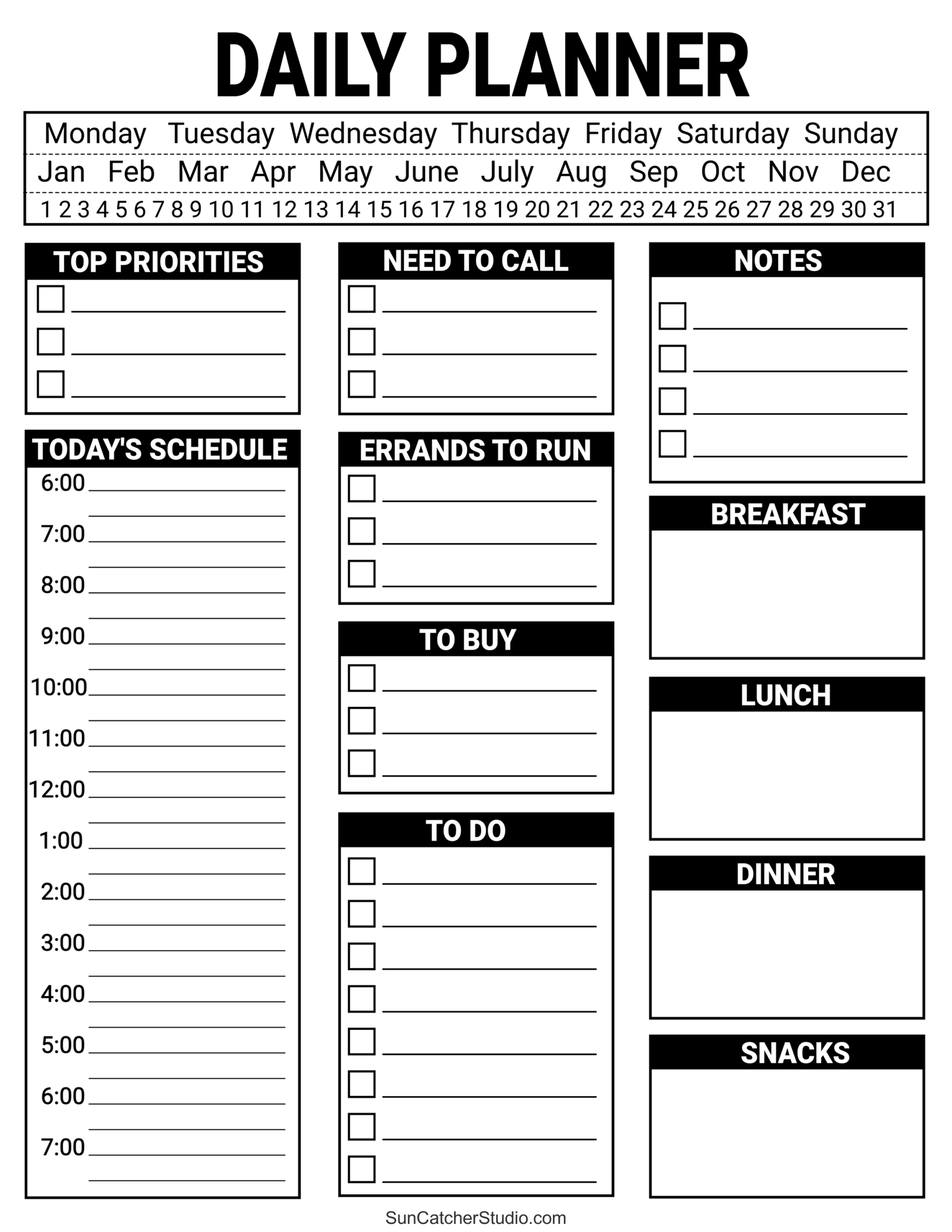 Daily Planner To Do List Printable