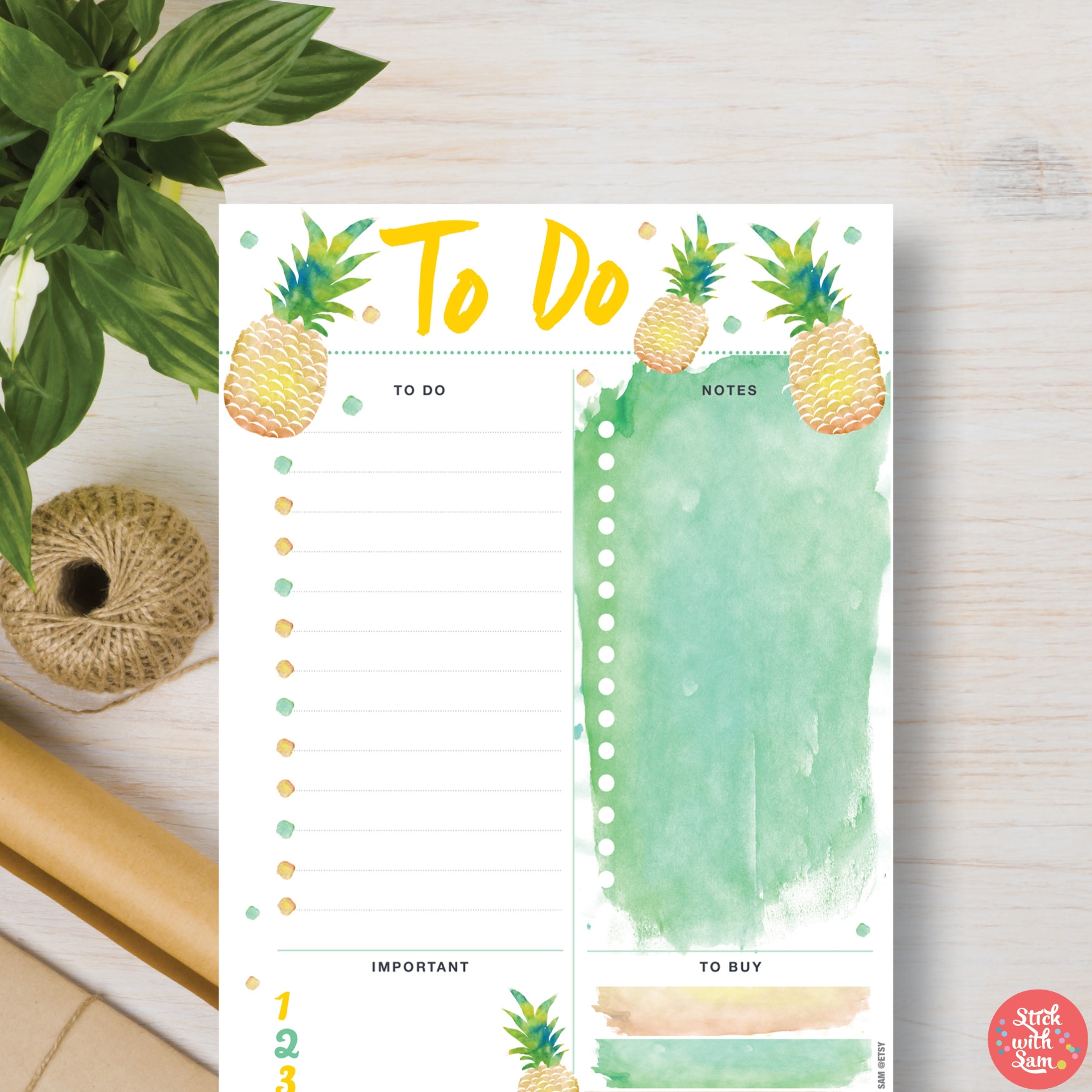 To Do List Printable Planner Template Pineapple Stick With Sam