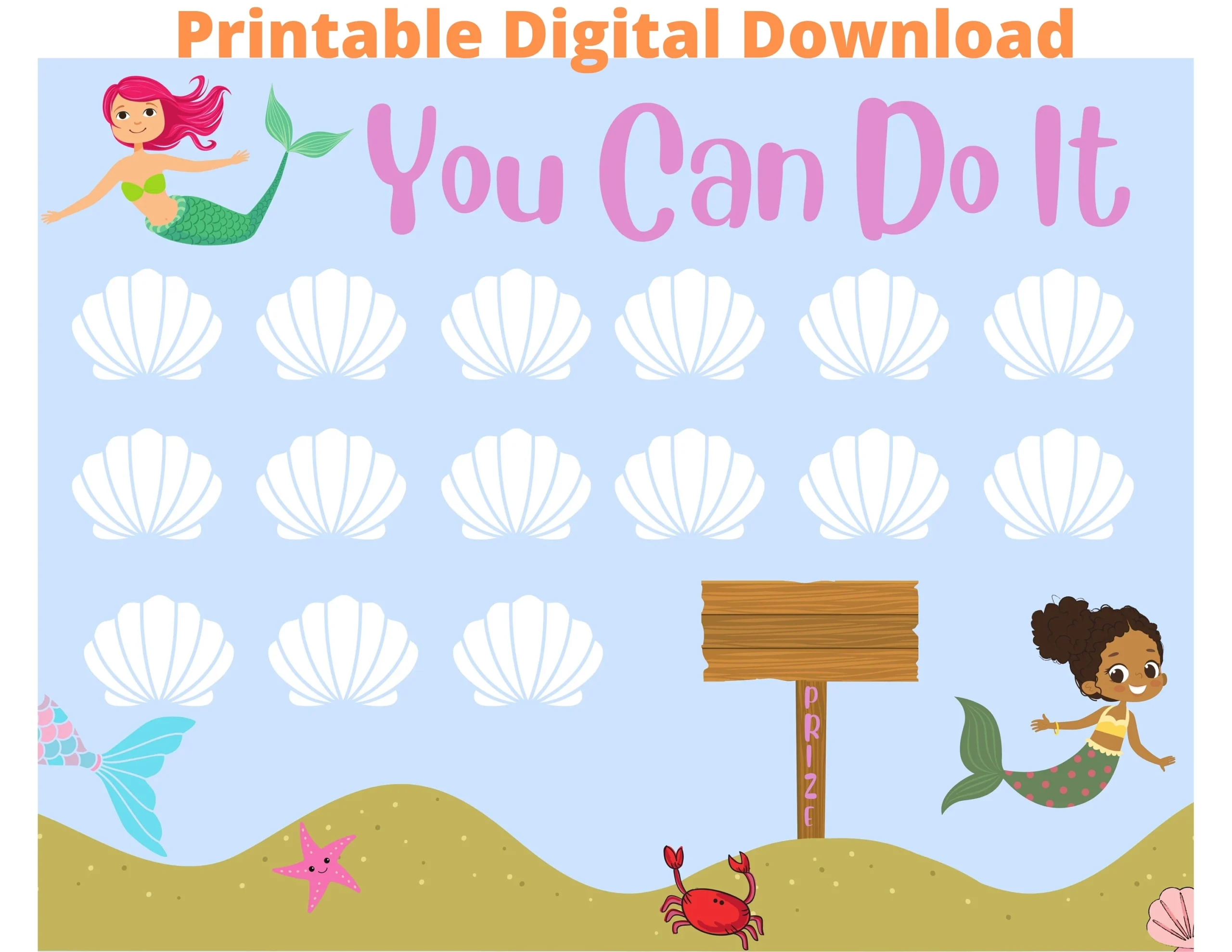 Toddler Reward Chart Printable Sticker Chart For Kids Mermaid Decor Behavior Chart For Preschooler Printable Sticker Chart Prize Chart Etsy