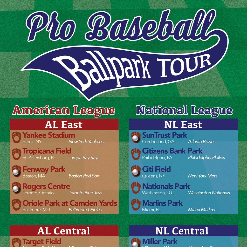 Travel List Of Ballparks Bucket List Tracker Push Pin Travel Maps