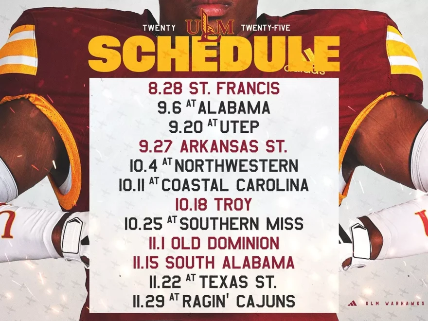 ULM Football Unveils Complete 2025 Schedule University Of Louisiana Monroe Athletics
