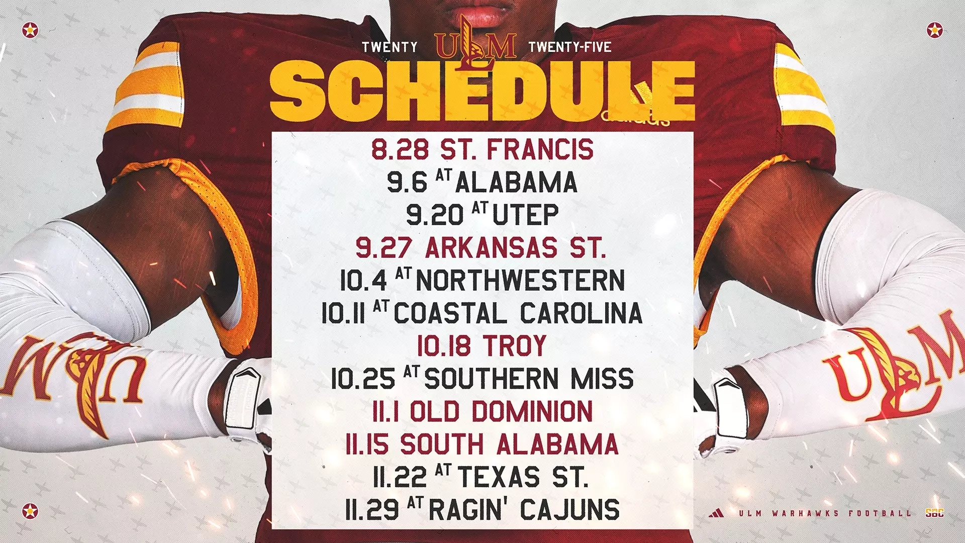 ULM Football Unveils Complete 2025 Schedule University Of Louisiana Monroe Athletics ULM Football Unveils Complete 2025 Schedule University Of Louisiana Monroe Athletics