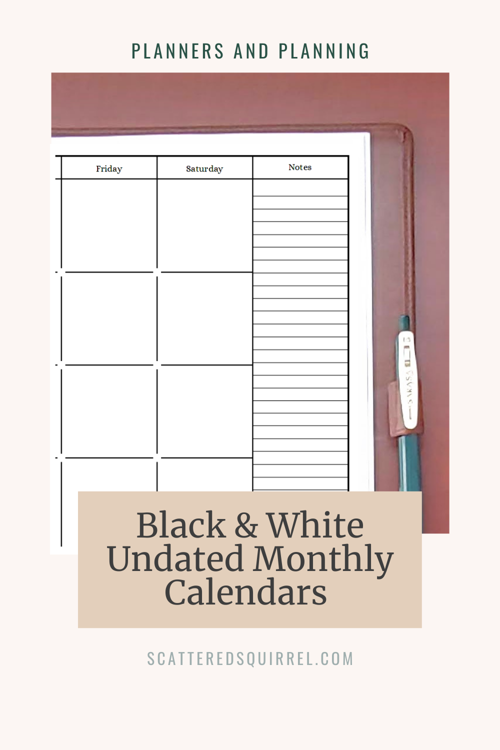 2-Page Undated Monthly Planner Printable