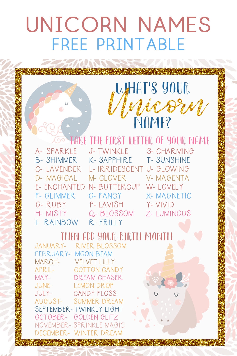 Unicorn Names Free Unicorn Names For Your Unicorn Party 