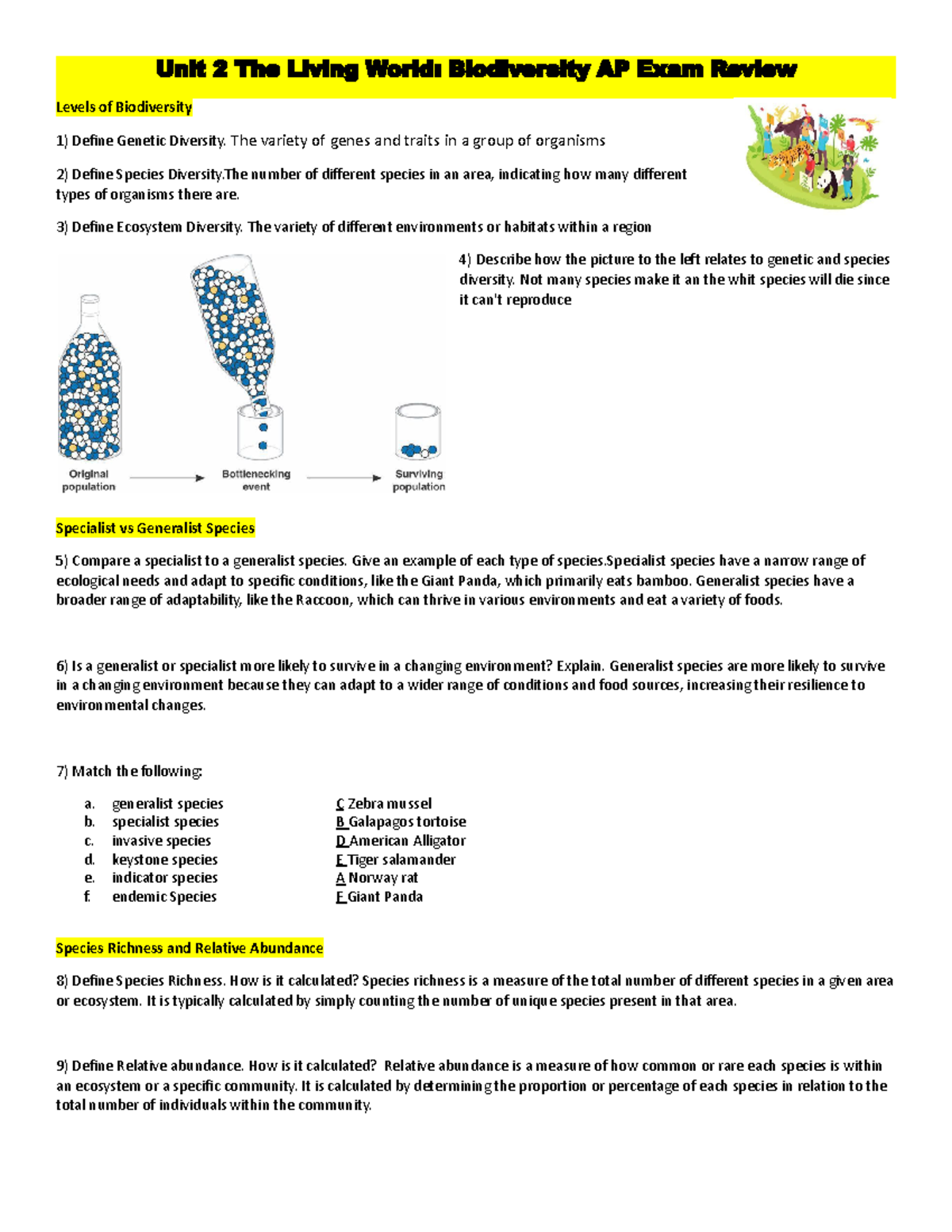 Unit 2 AP Exam Review The Living World Biodiversity Insights Studocu Unit 2 AP Exam Review The Living World Biodiversity Insights Studocu