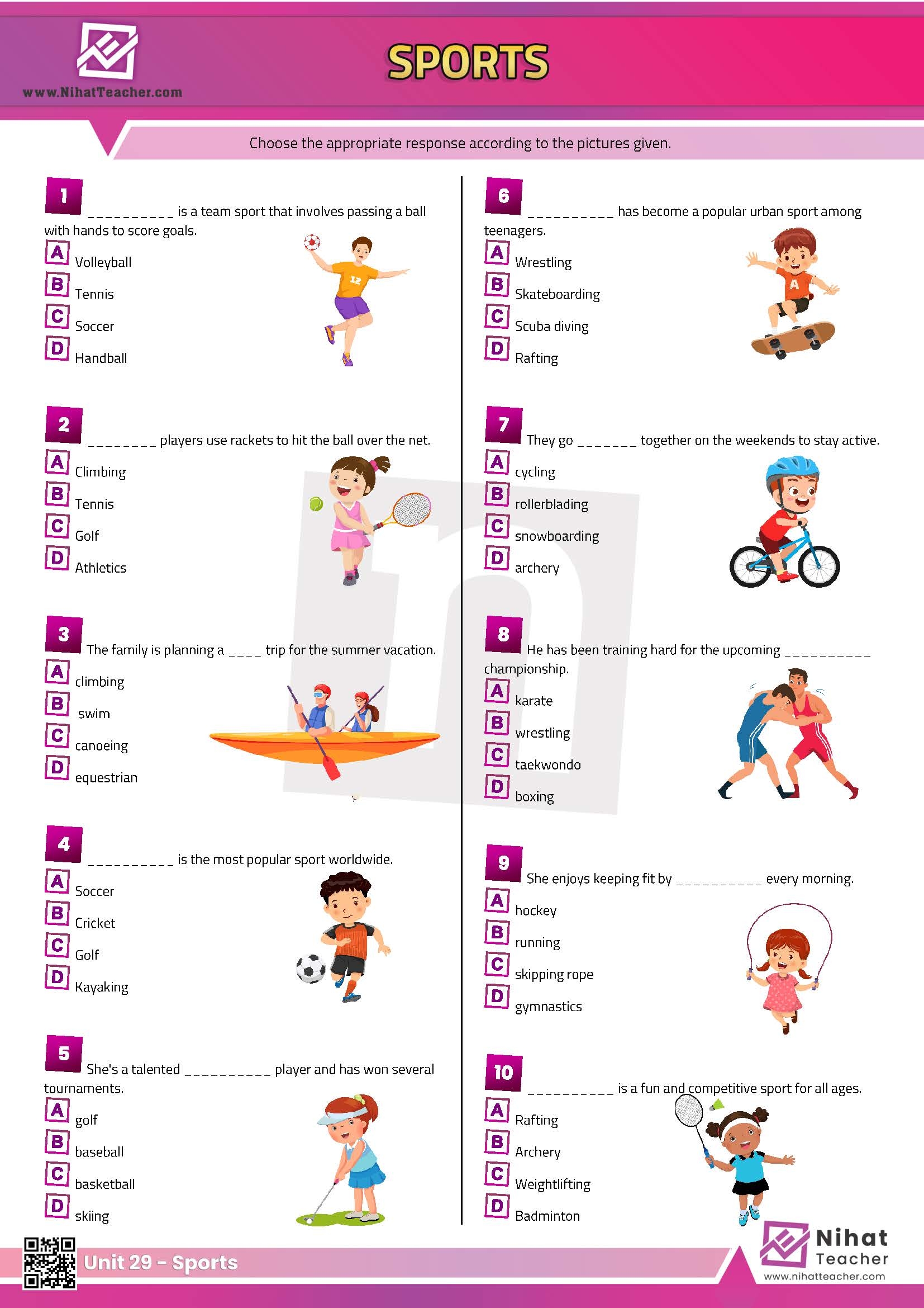 Unit 29 Sports Quiz Free English Learning And Teaching Resources Free PDF Worksheets And Multiple Choice Tests Unit 29 Sports Quiz Free English Learning And Teaching Resources Free PDF Worksheets And Multiple Choice Tests