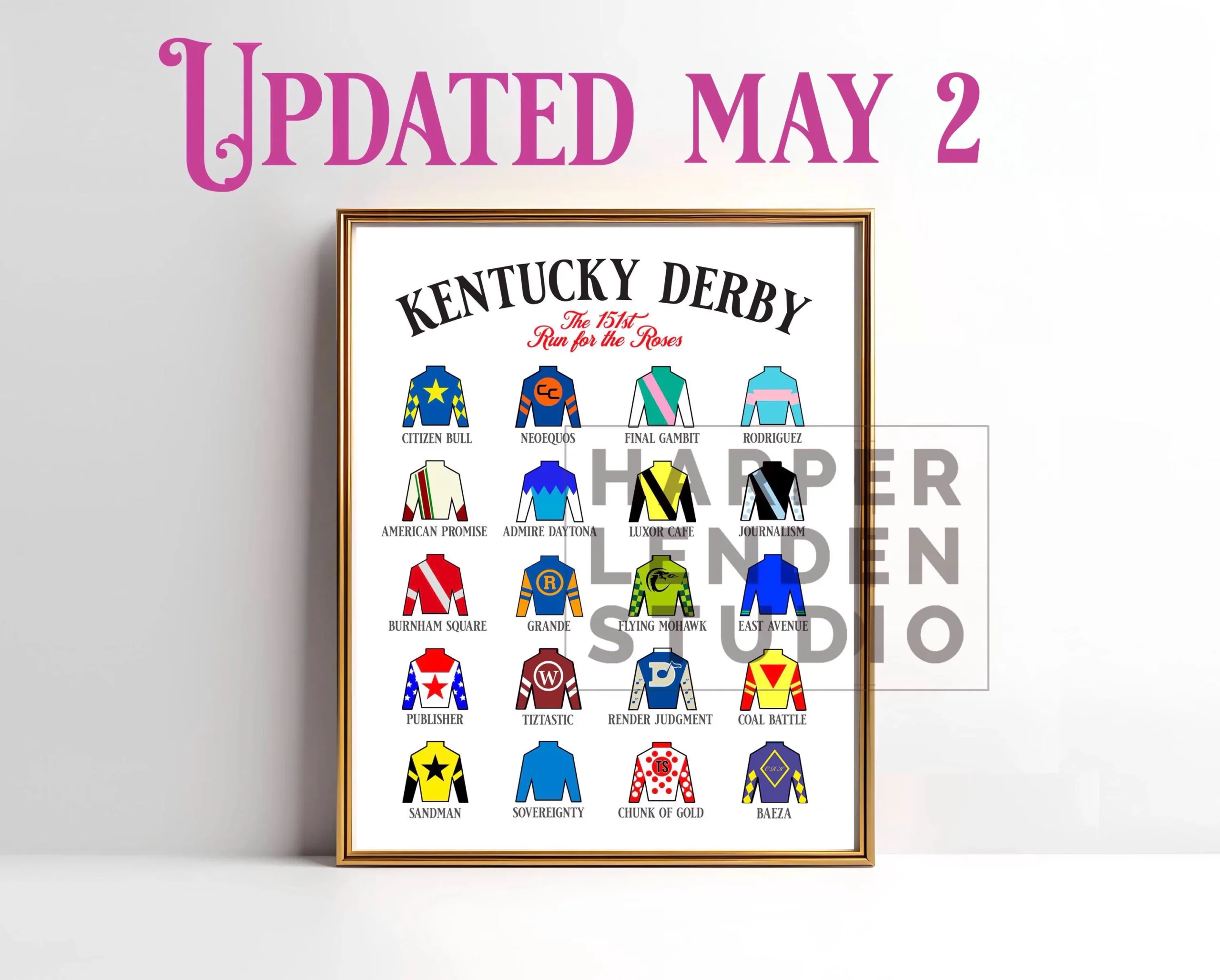 Printable Kentucky Derby List 2026