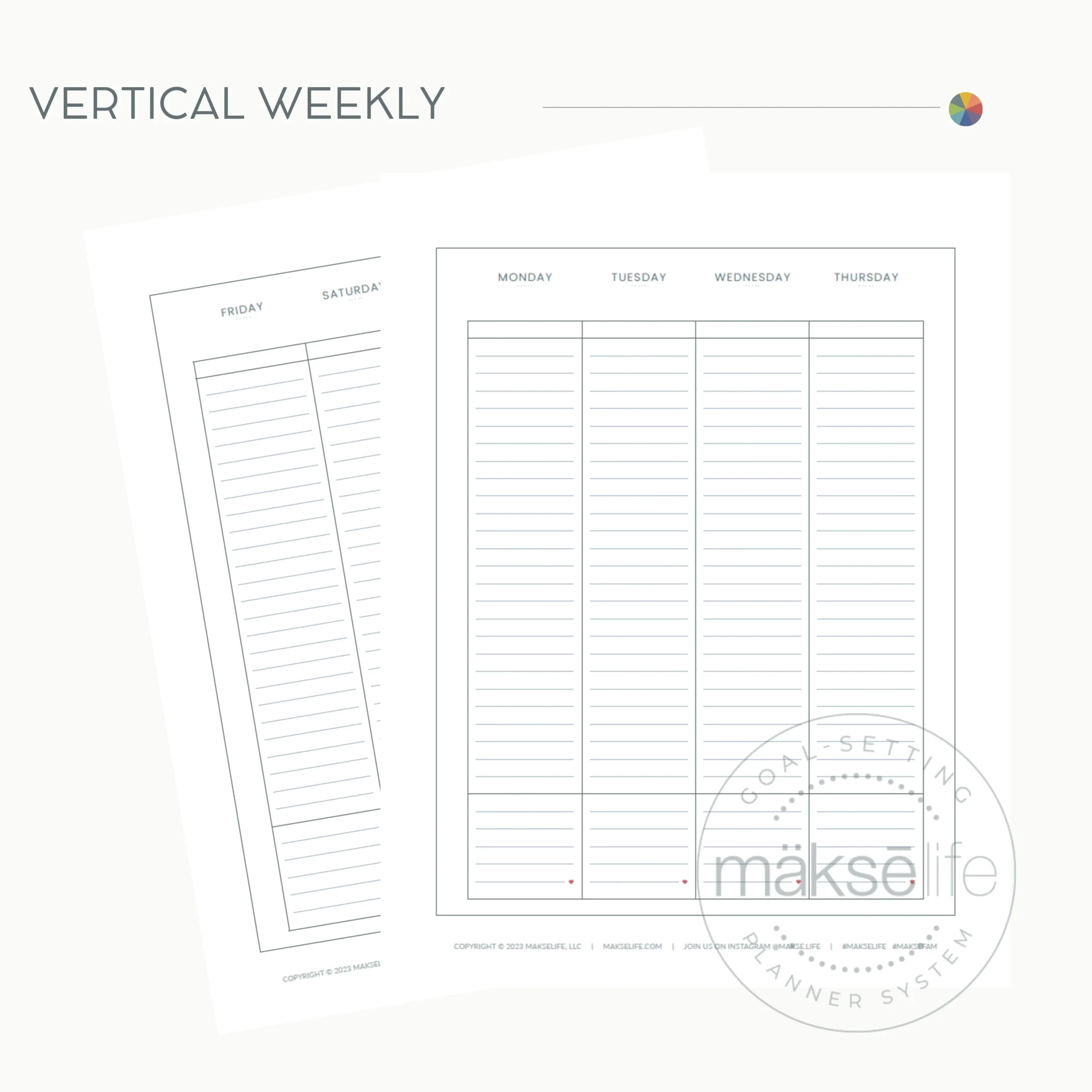 Free Planner Printable Vertical Weekly