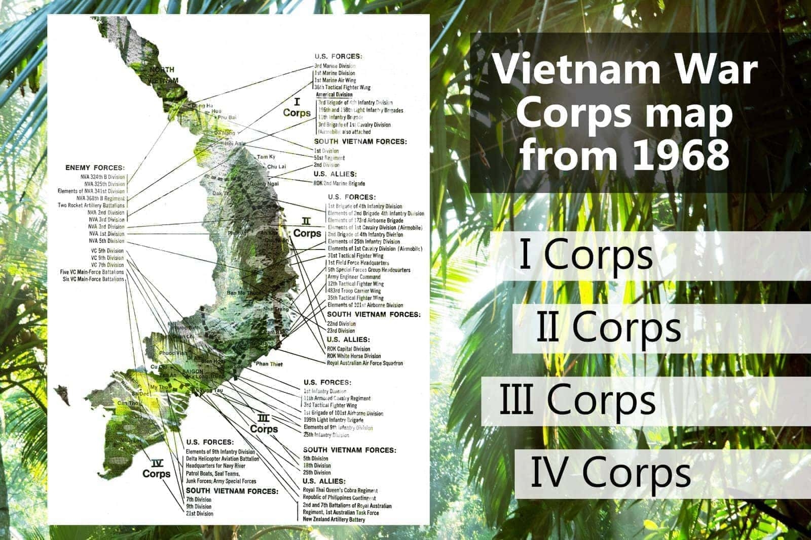 Vietnam War Map Corps To Corps 1968 Click Americana