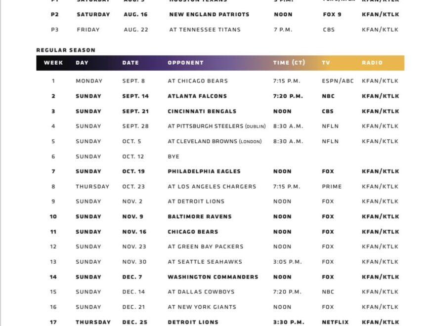 Vikings Communications On X Minnesota Vikings 2025 Schedule Https t co W7nwRGr9rB X