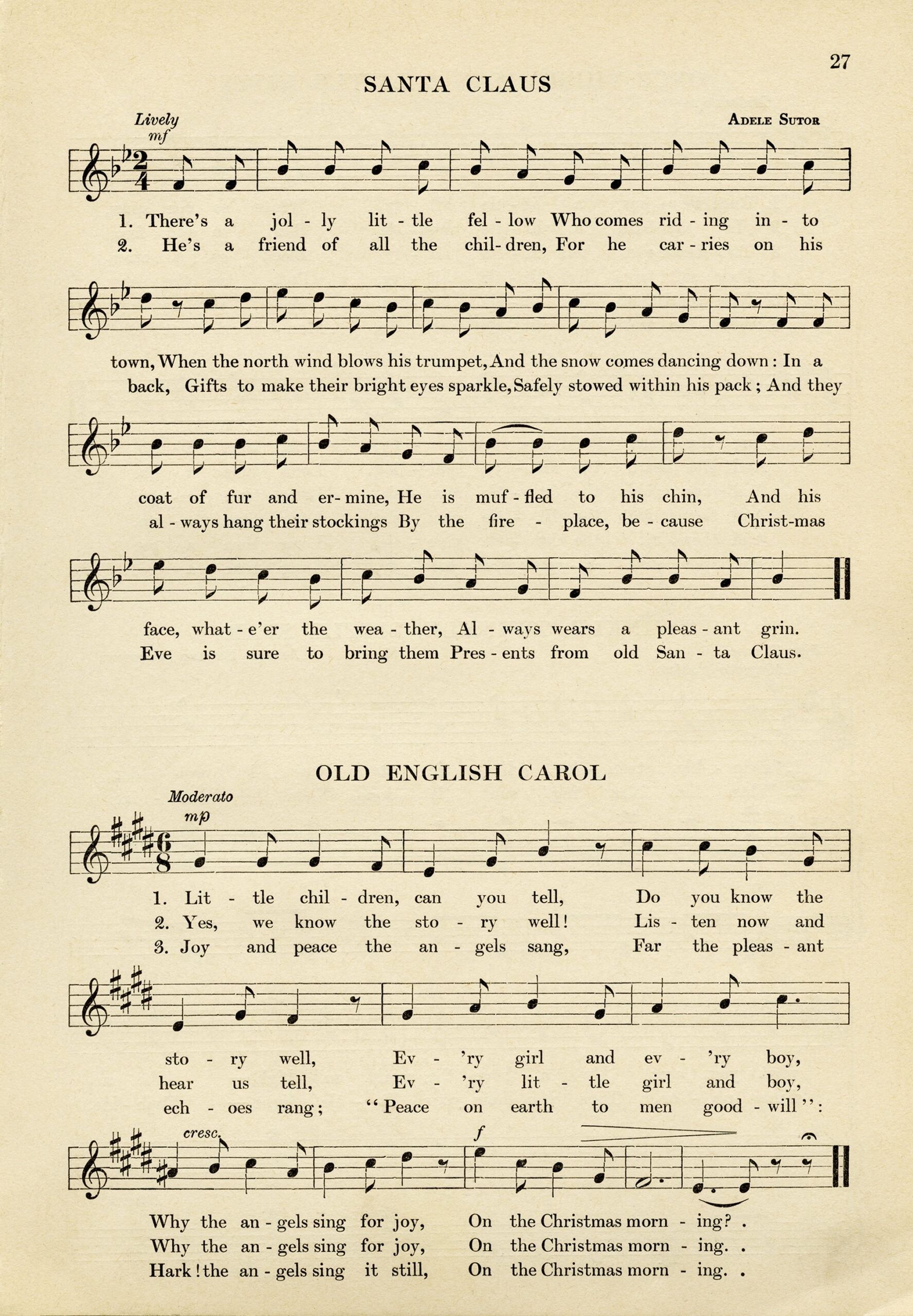 Christmas Sheet Music Printable Santa