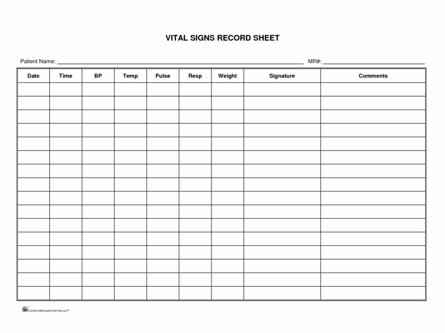 Vital Signs Chart Printable