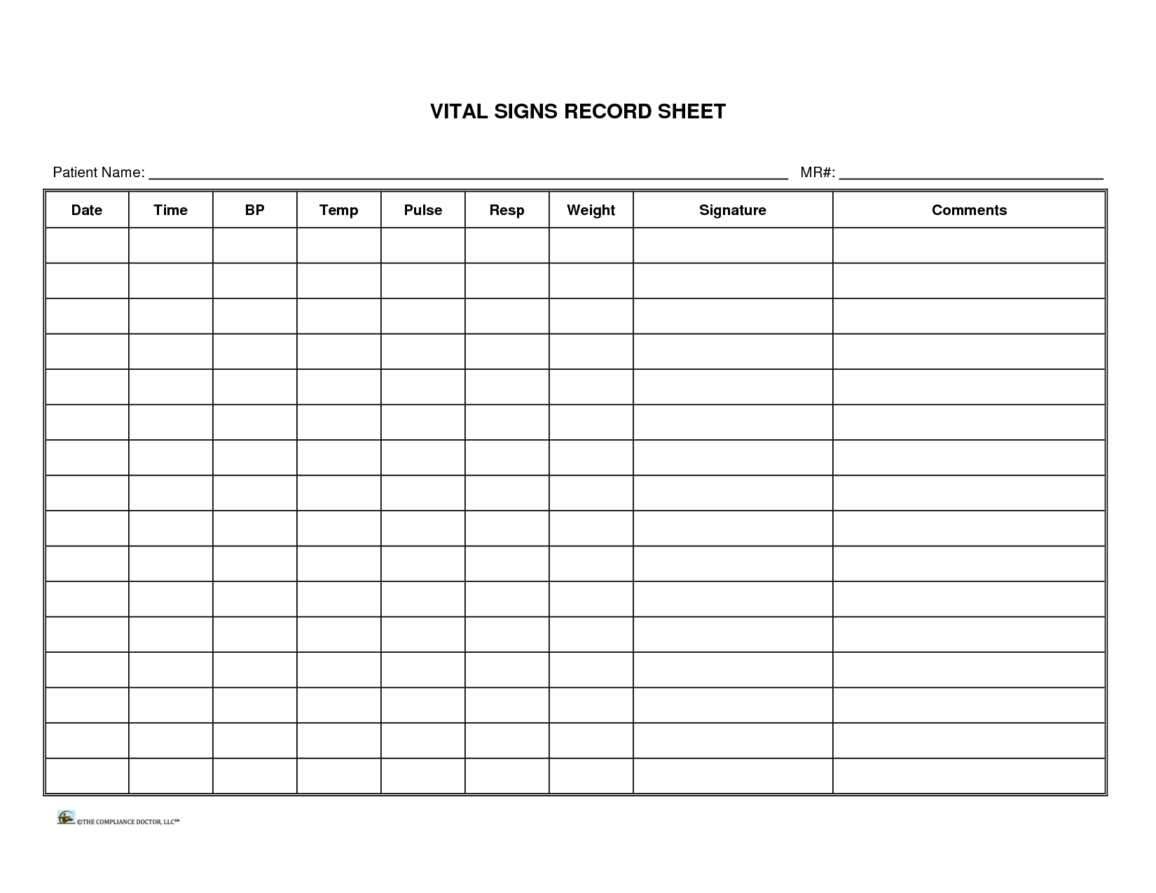 Vital Signs Chart Printable