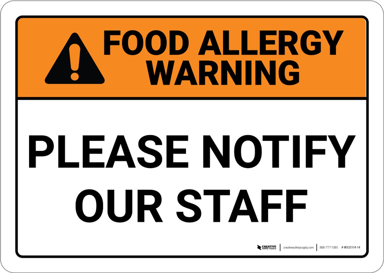 Printable Allergy Warning Signs