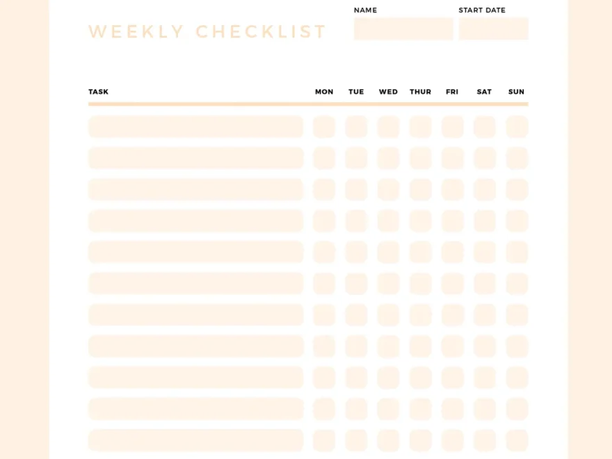 Weekly Checklist Template Editable Instant Download Fillable PDF A4 And US Letter Plan Print Land