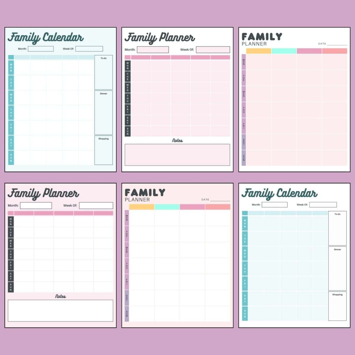 Printable Family Weekly Planner Printable Family Weekly Planner