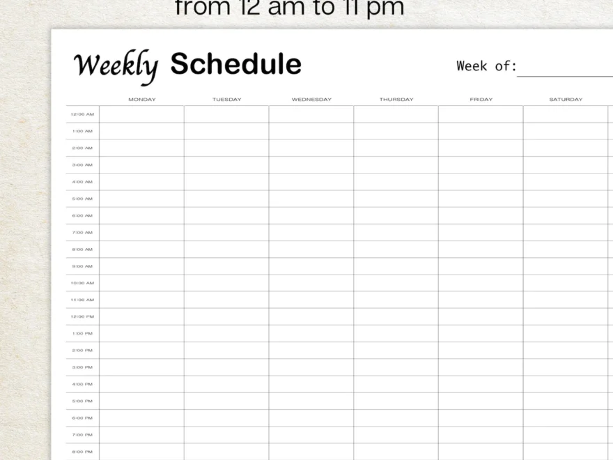 Weekly Printable Planner Daily Planner With Hourly Time block StriveZen