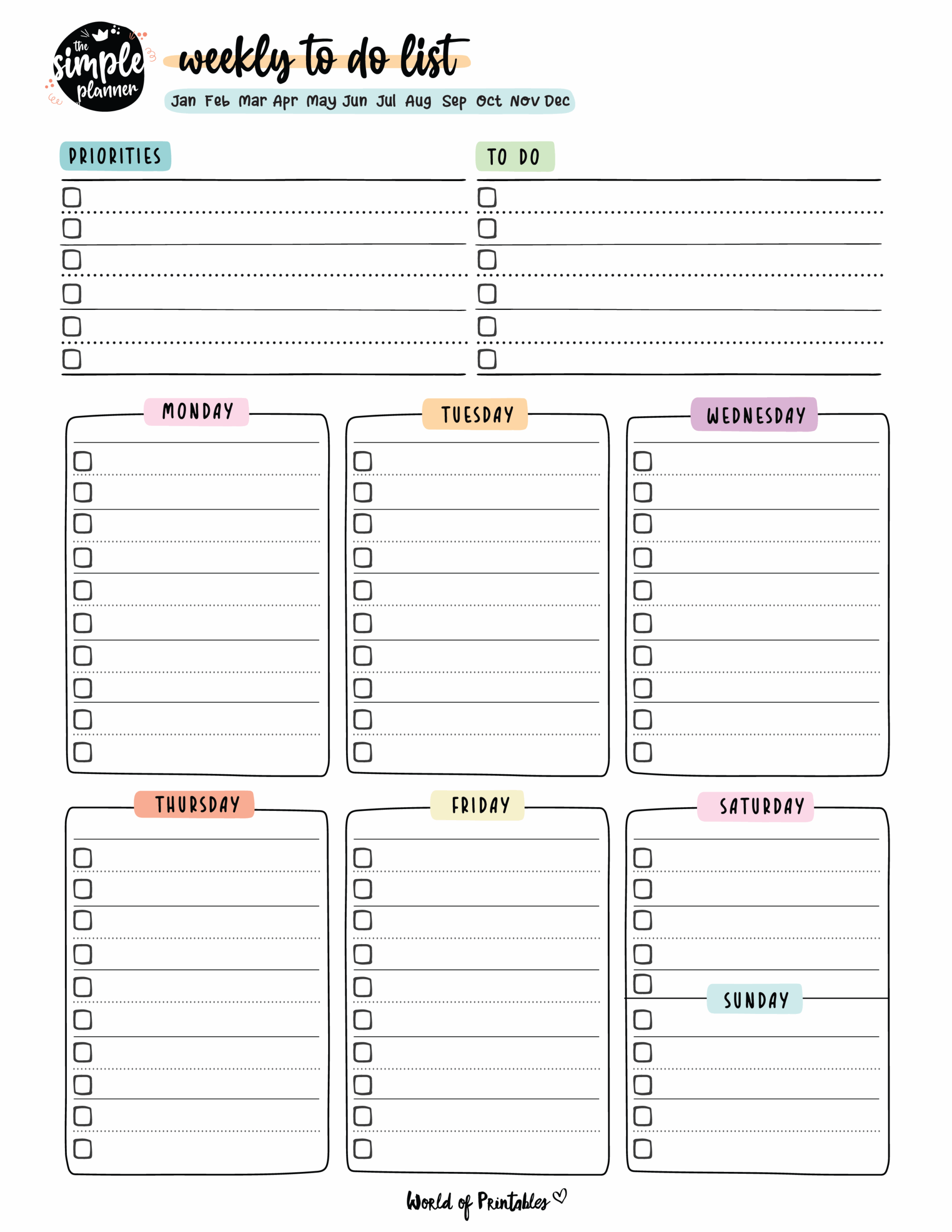 Free Weekly To Do List Printable
