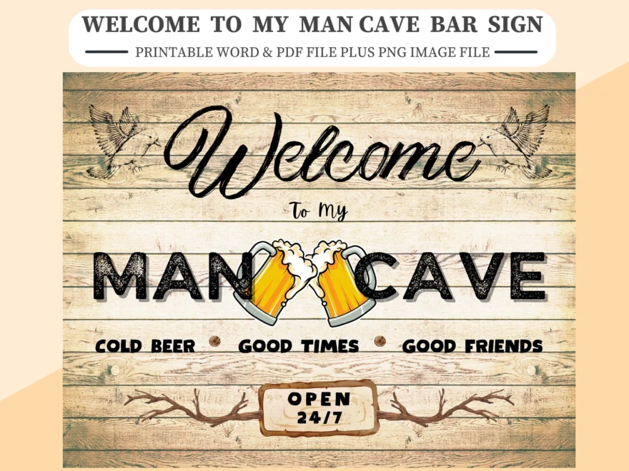 Welcome To My Man Cave Sign Printable A4 letter Size Word And PDF File Plus PNG Image Easily Resize If Needed Bar Mancave Man Cave Sign Etsy