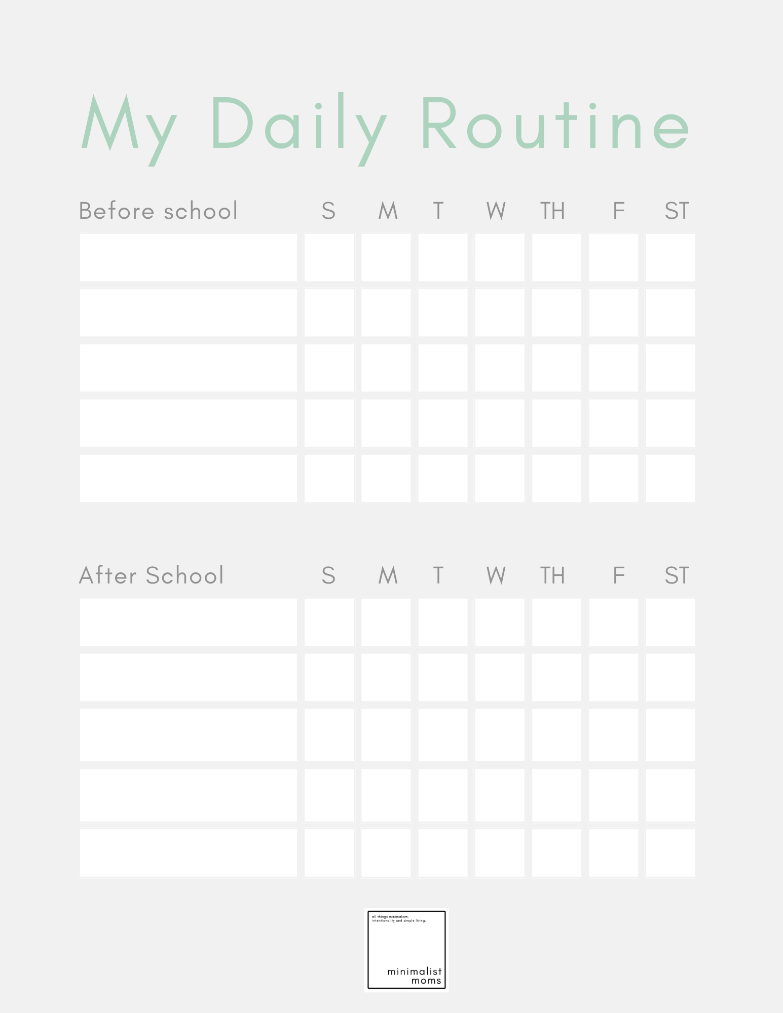 Children Schedule Printable Black And White