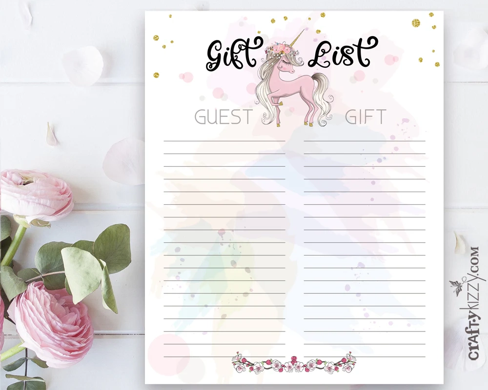 Printable Baby Girl Gift List Printable Baby Girl Gift List