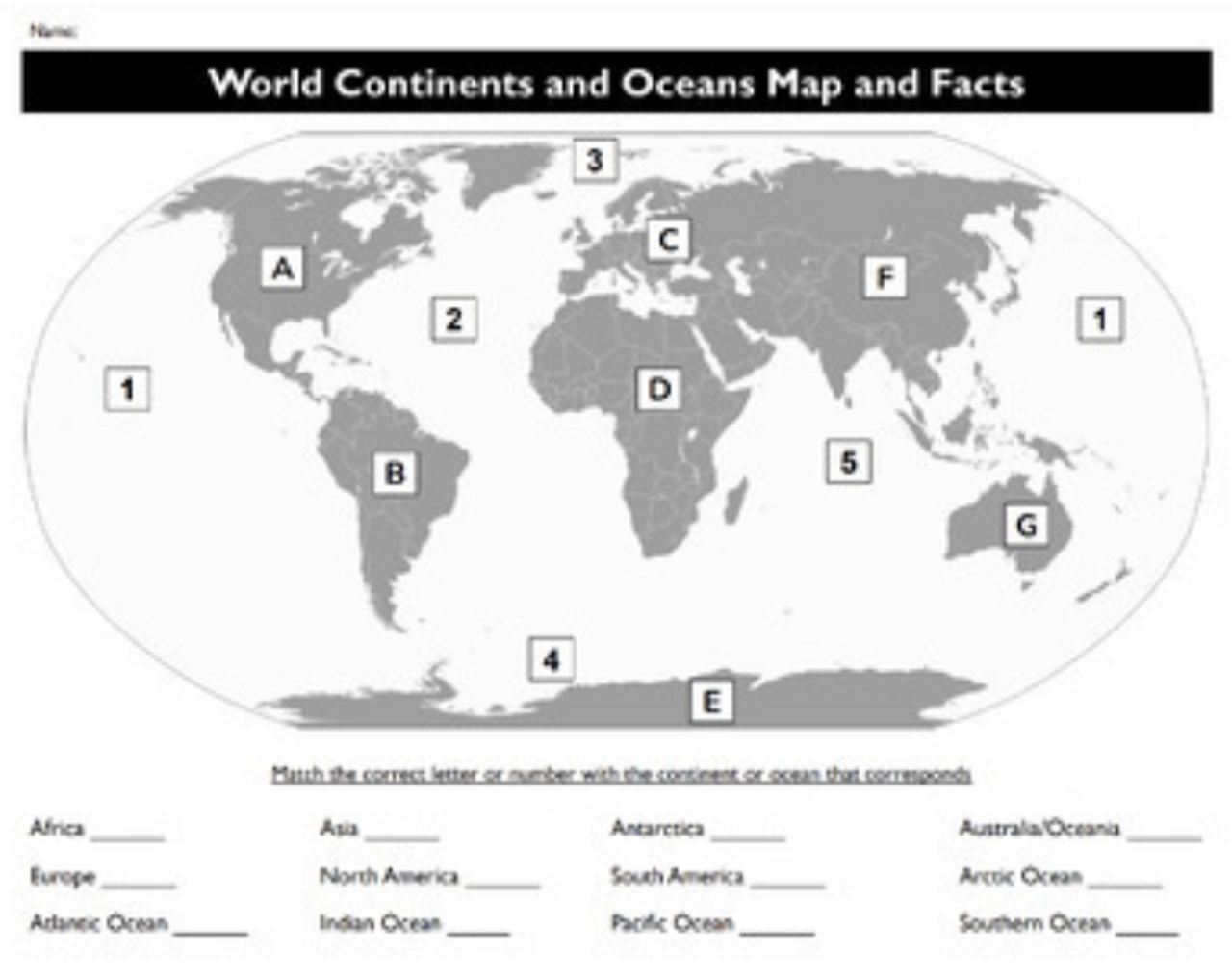 World Continents And Oceans Map And Facts Amped Up Learning