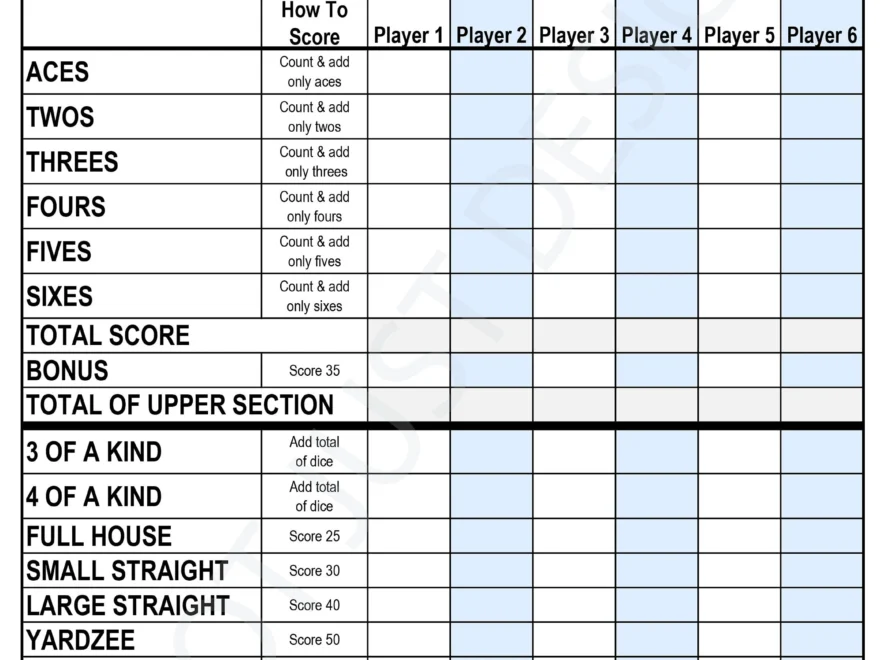 Yardzee Digital Score Card Rules Printable Instant Download Digital File PDF Score Sheet Cricut Yard Games Etsy