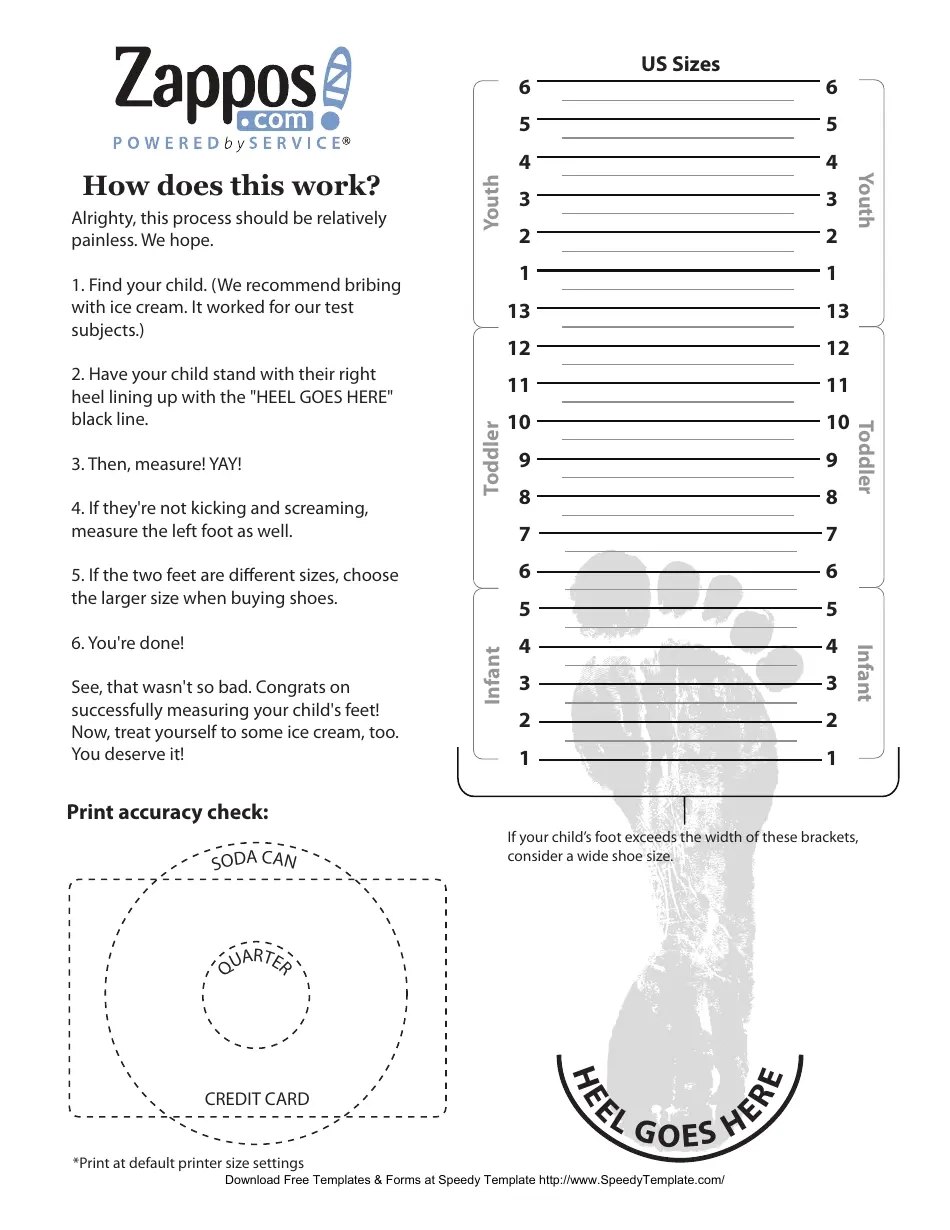Kids Shoe Measuring Chart Printable