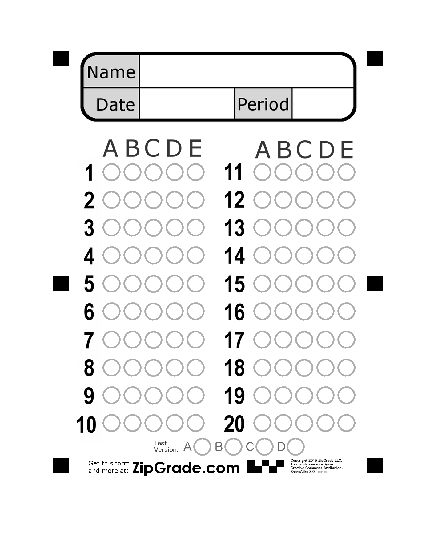 Printable Bubble Answer Sheet